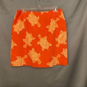 Lily Pulitzer Orange Turtle Skirt Size 10.